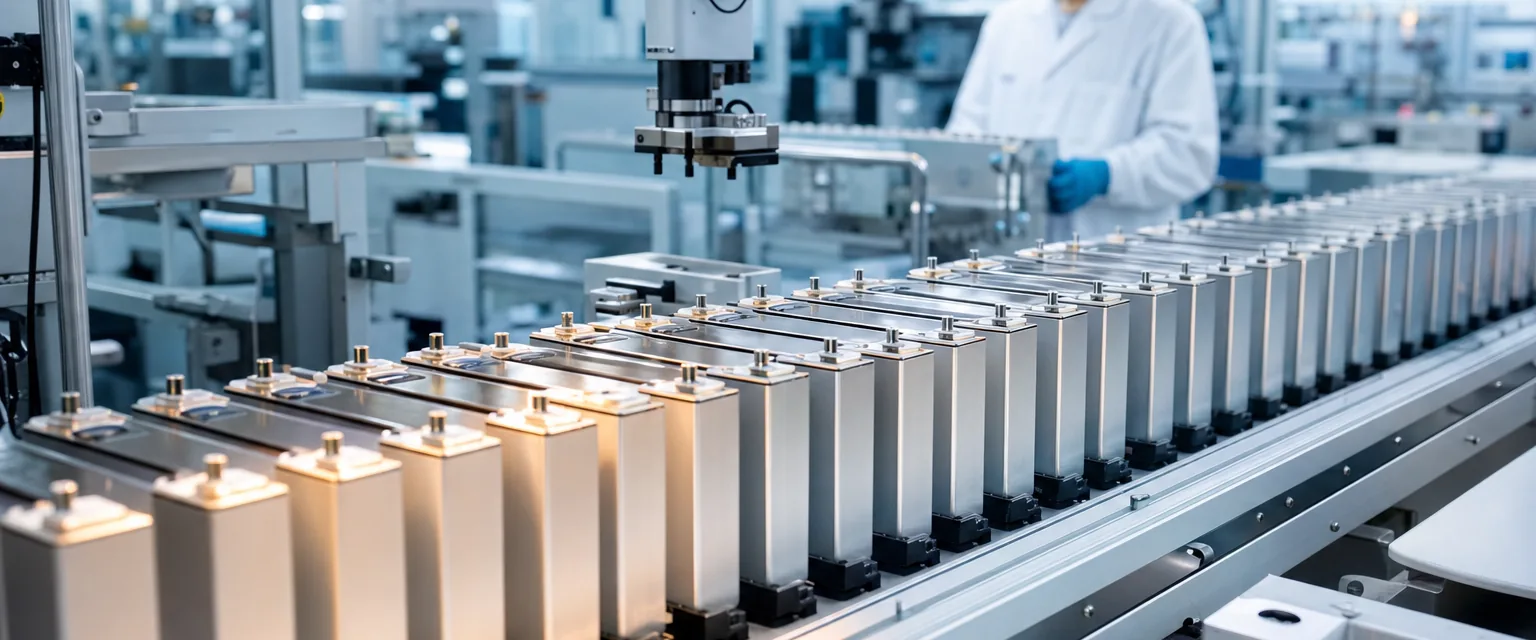 Battery cell production line — precise, high-tech, clean