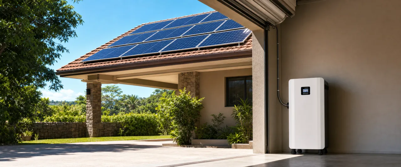 Rooftop solar array in bright sun feeding a HALO8000