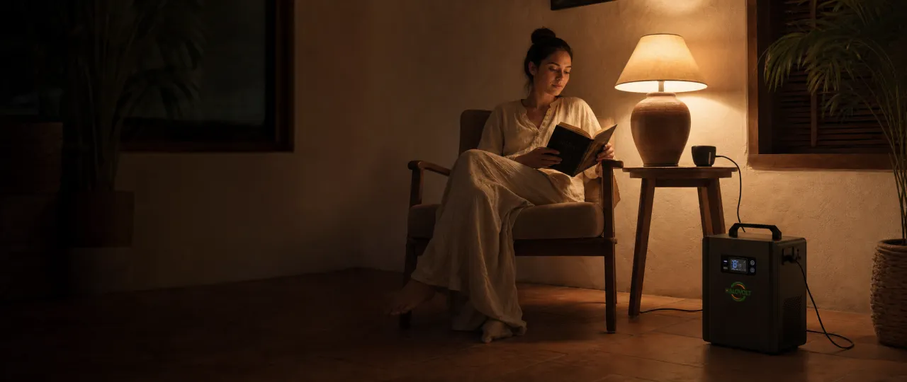 Quiet late-night reading nook, unit silent nearby